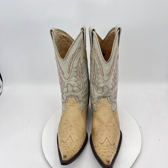 Yoncer Men Size 8 Cream White Leather Pointed Toe Pull On Western Cowboy Boot - Picture 3 of 14